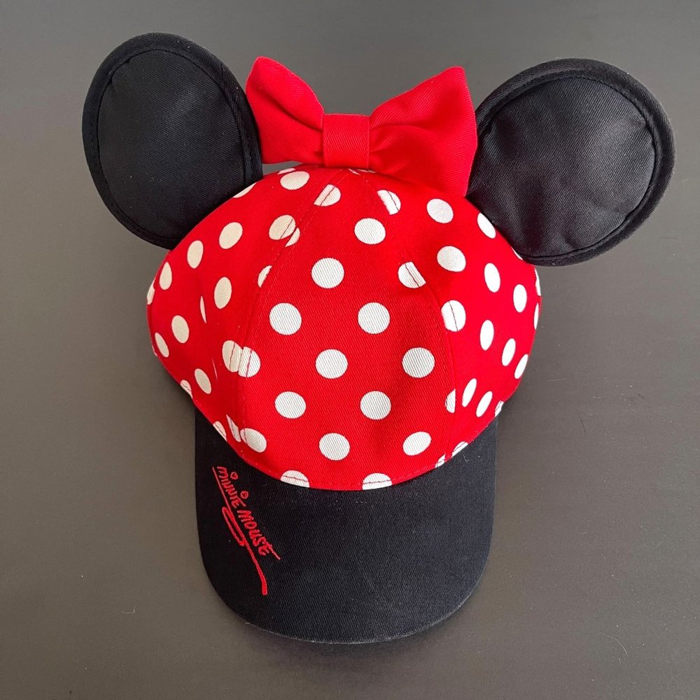 Disneyland Minnie Mouse Bow Ears Red Polka Dot Hat, Youth Size